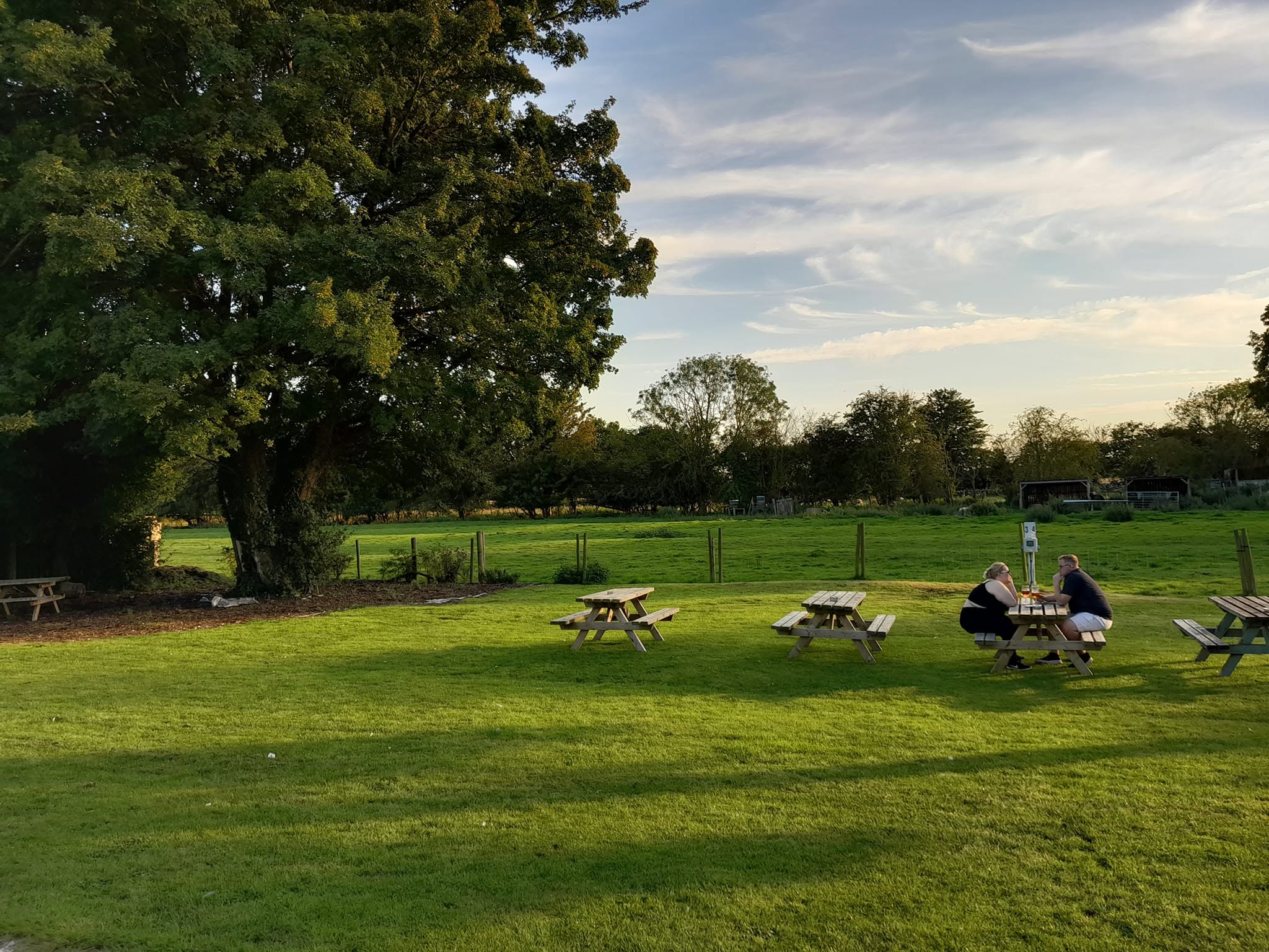 The spacious beer garden